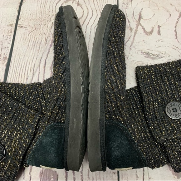 Ugg Cardy Classic Knit Sweater Boots Metallic Gold/Black - Picture 5 of 9
